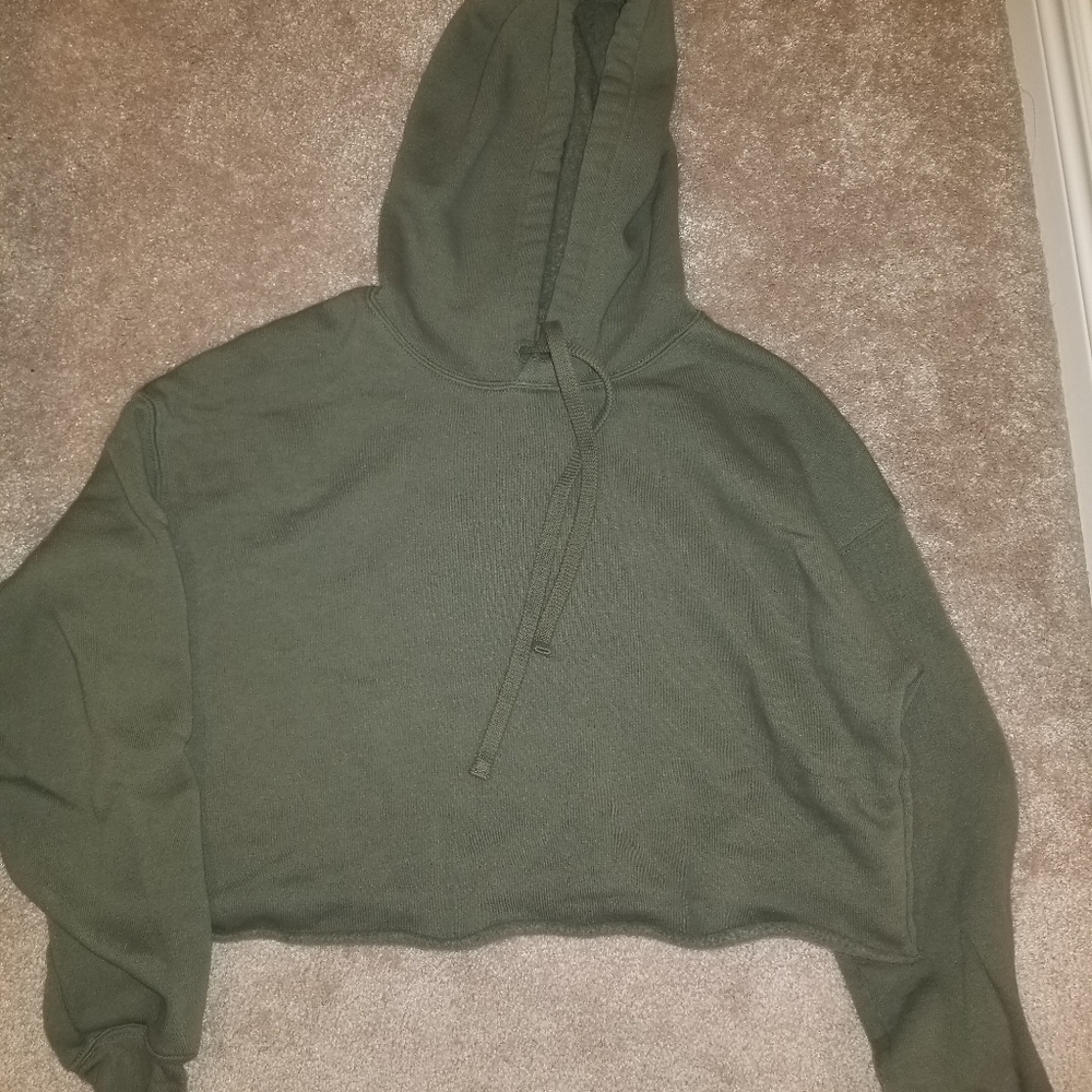 Cozy Green Crop Top Sweatershirt - Bella Canvas, Size Medium